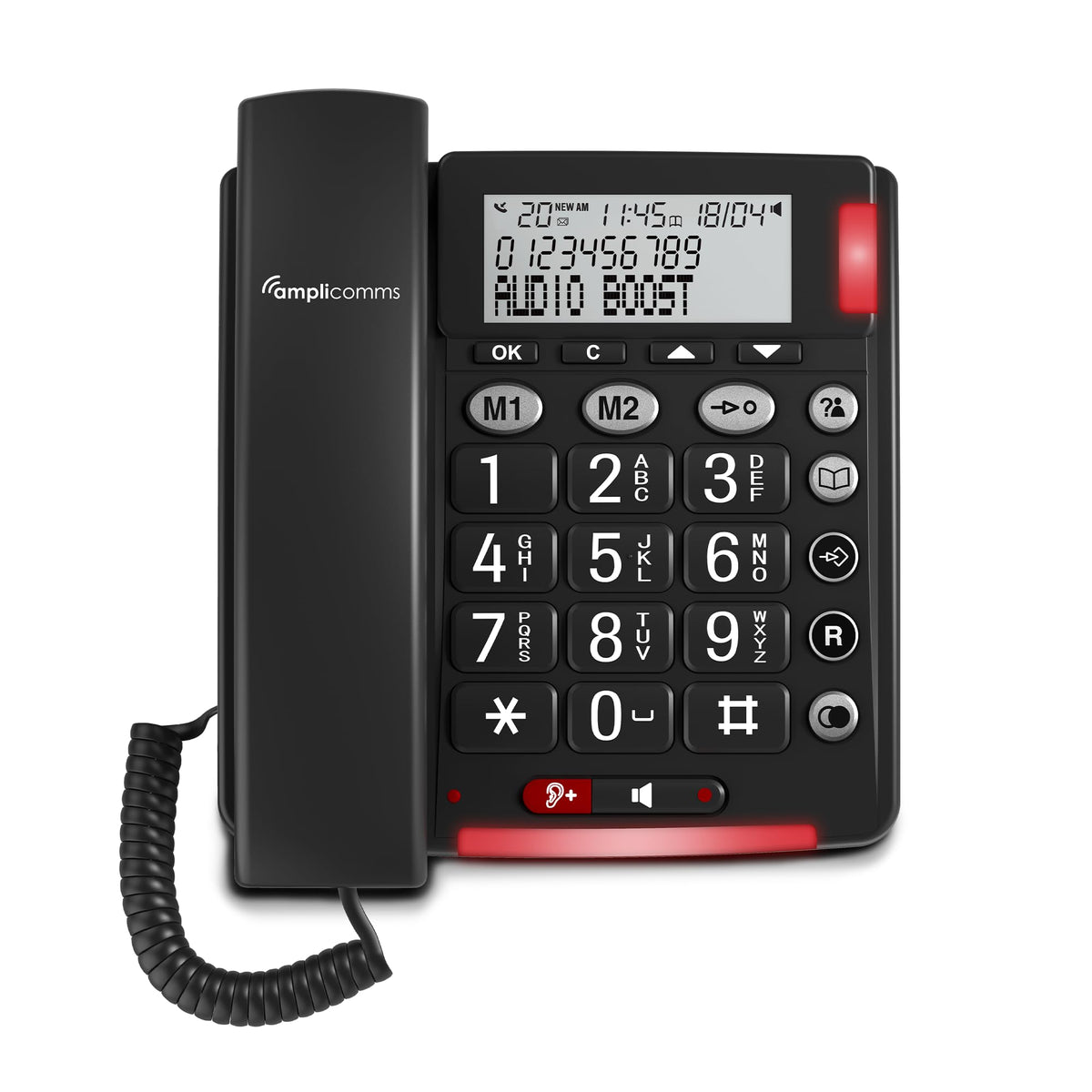 Amplicomms Bigtel 48 Big Button Phone Loud Sound Corded Landline Phones with Hands-free function, Large display, Audio Boost and Extra Loud Ringers,