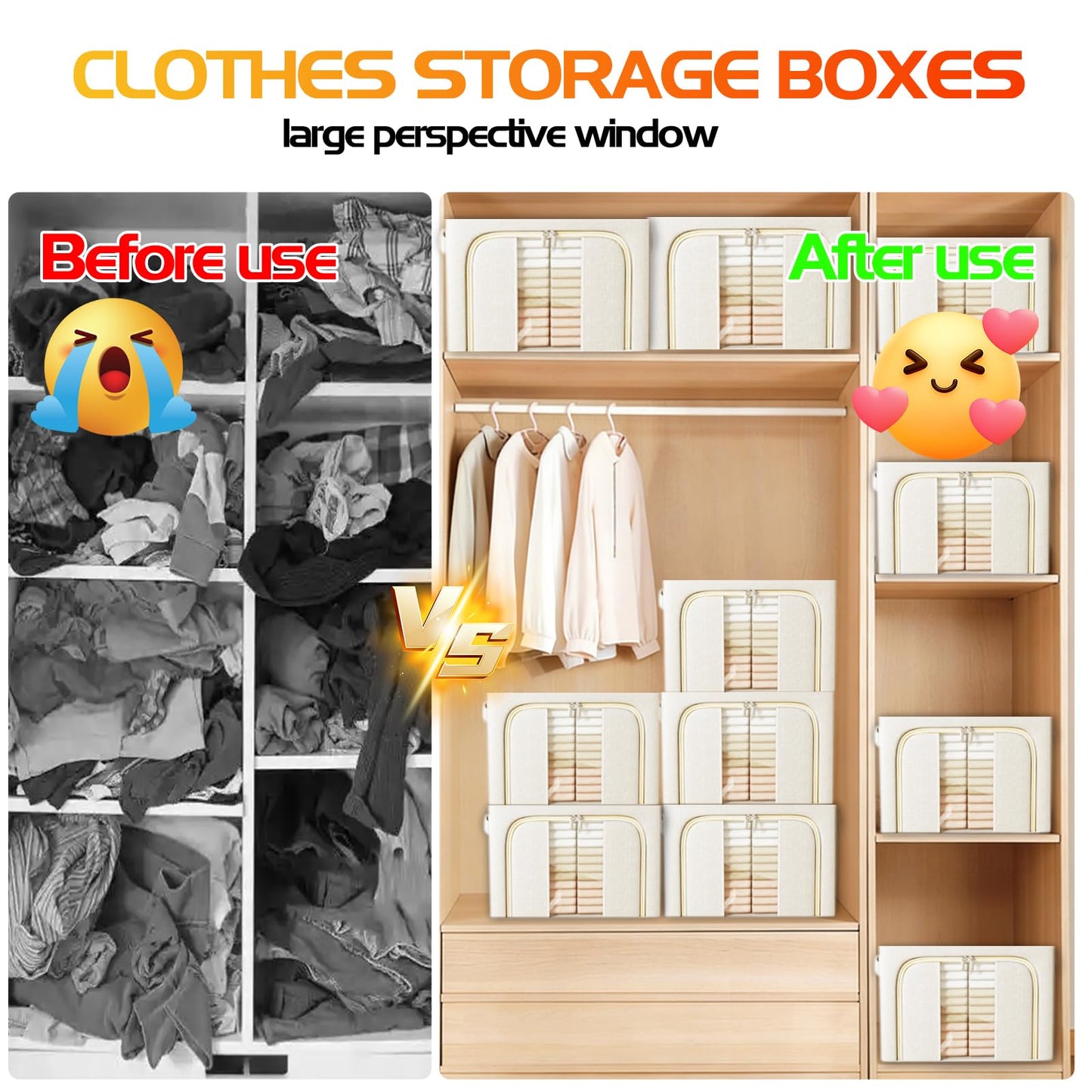 Storage Boxs Organiser,24L Clothes Storage Boxes With Double Opening Zip