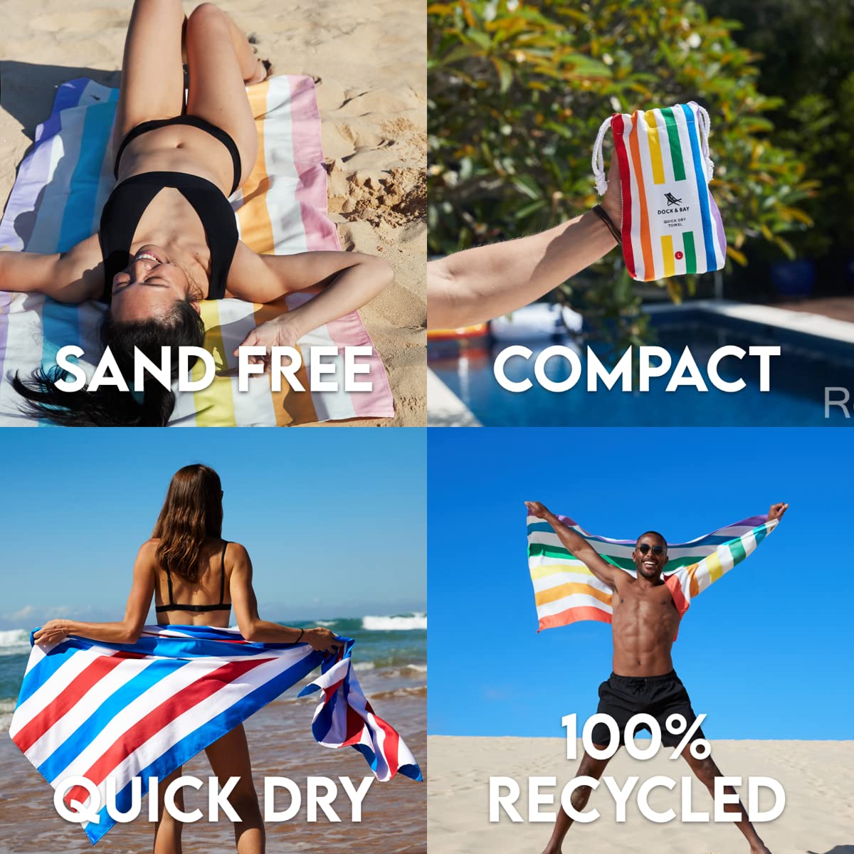 Dock & Bay Quick Dry Beach Towel - Summer - Unicorn Waves, Extra Large
