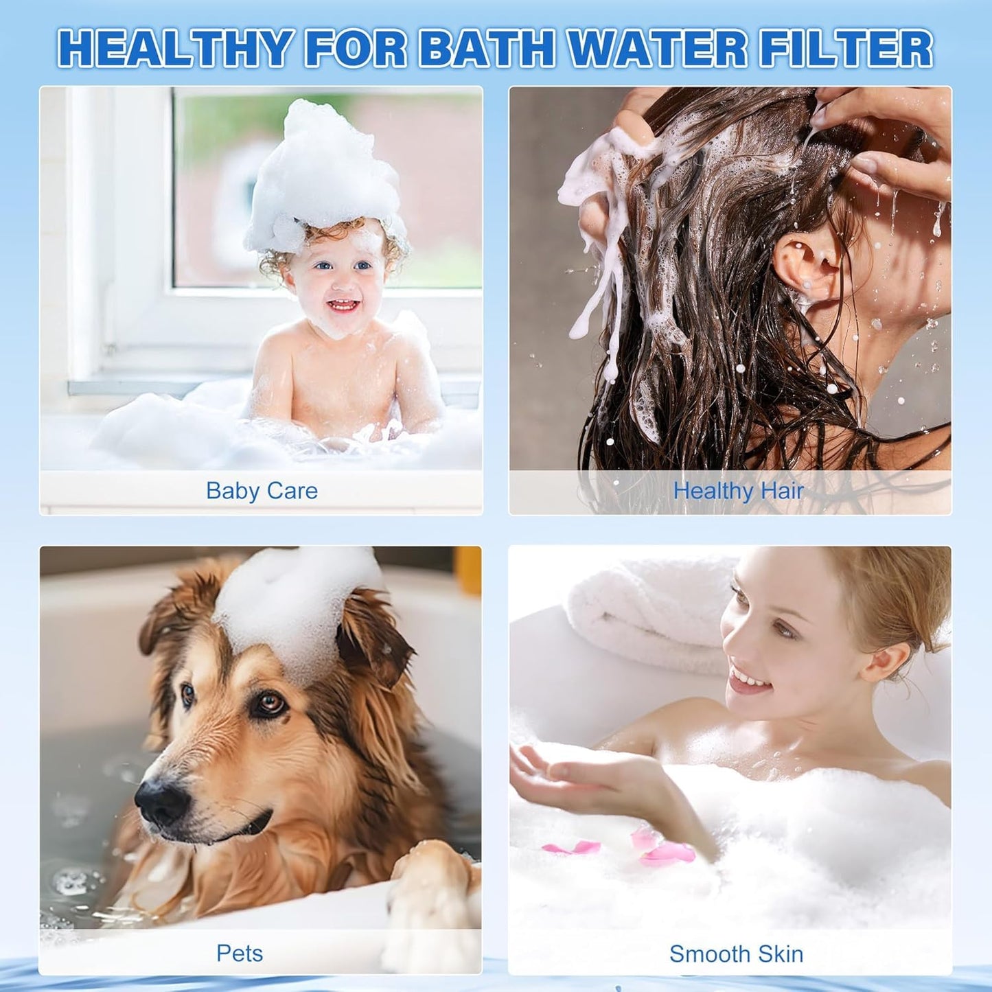 Bath Filter for Baby and Adults with Shower Ball and Shampoo Brush