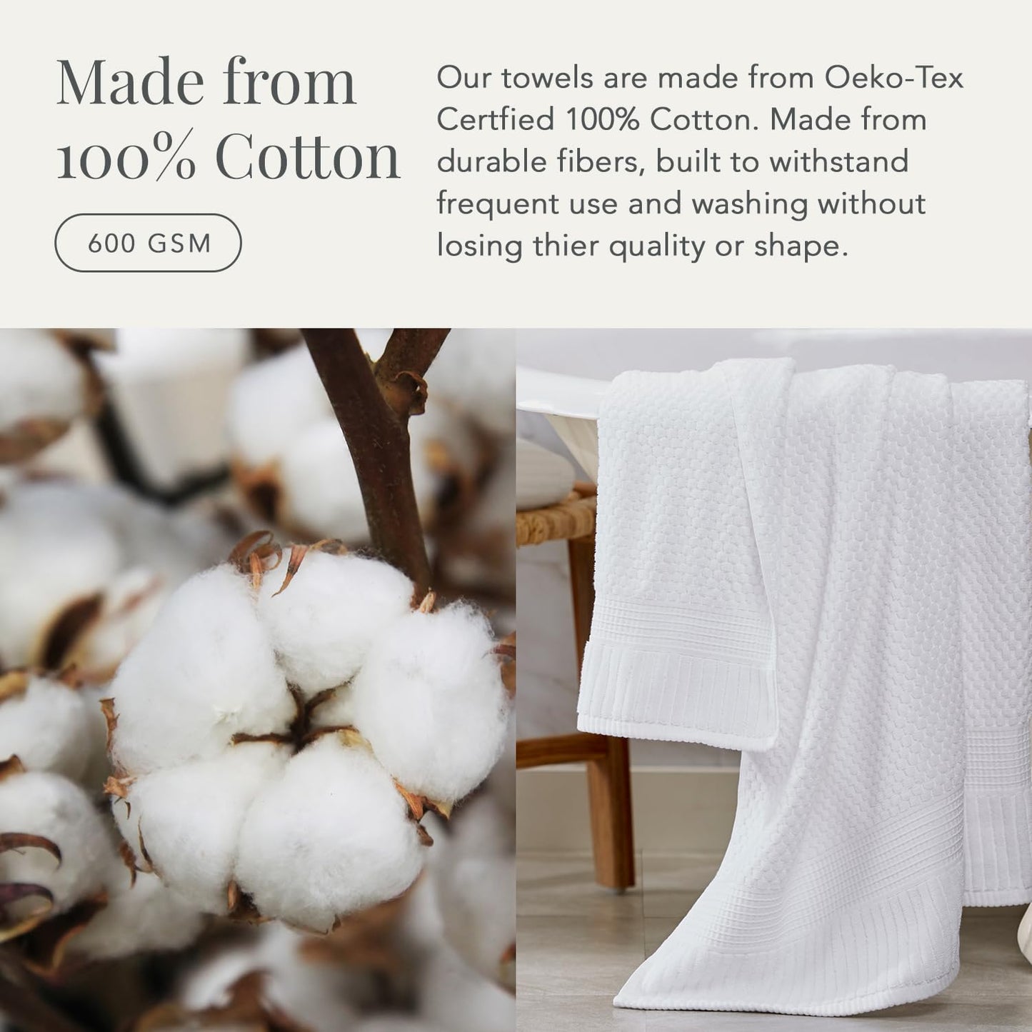 NY Loft 100% Cotton Hand Towel 6 Pack | Super Soft & Absorbent Quick-Dry Hand Towels 16" x 28" |Textured and Durable Cotton | Trinity Collection