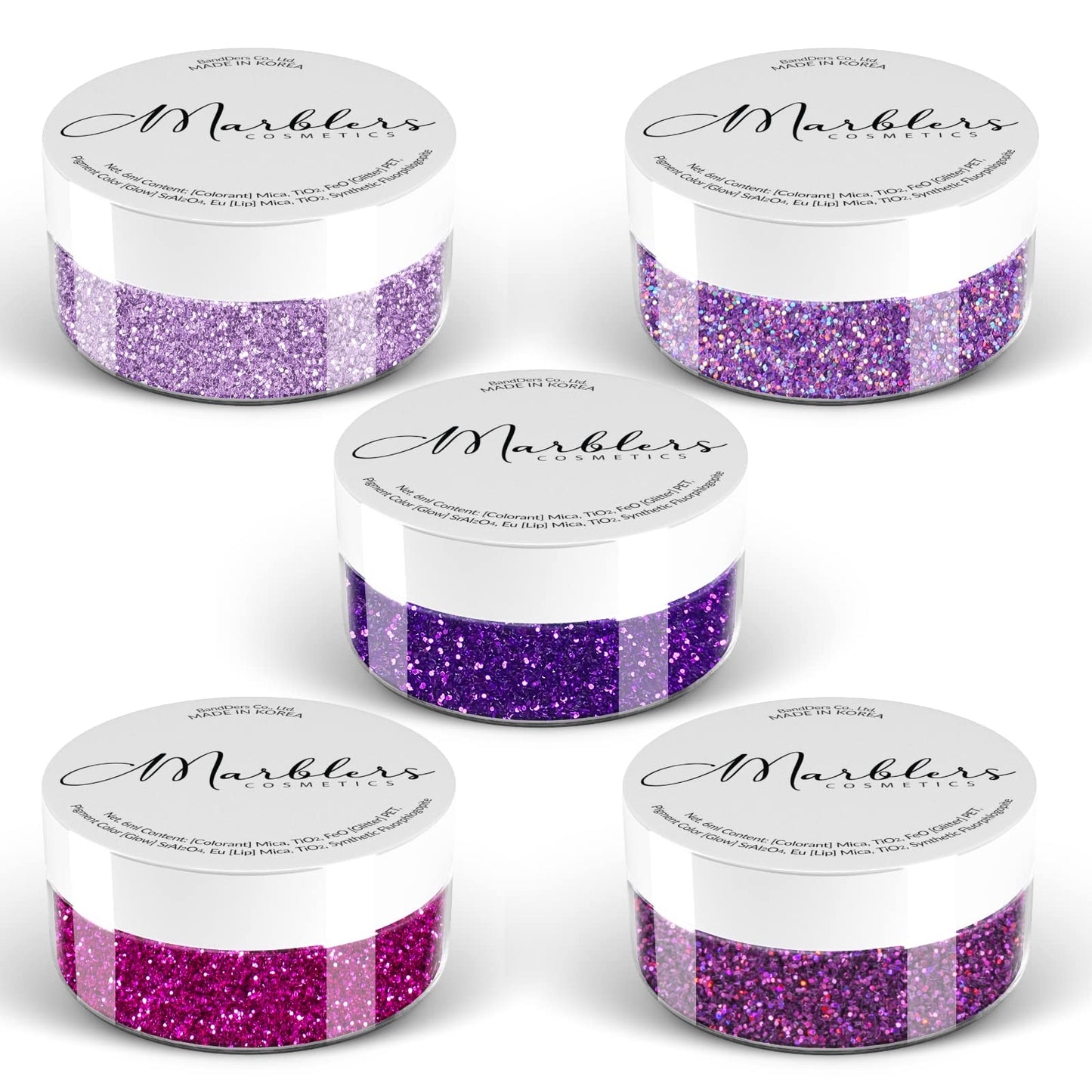 MARBLERS Cosmetic Grade Fine Glitter 5 Pack [Purple Mood] 0.90oz (25g) | Non-Toxic | Vegan | Cruelty-Free | Eyeshadow, Nail Polish, Nail Art |