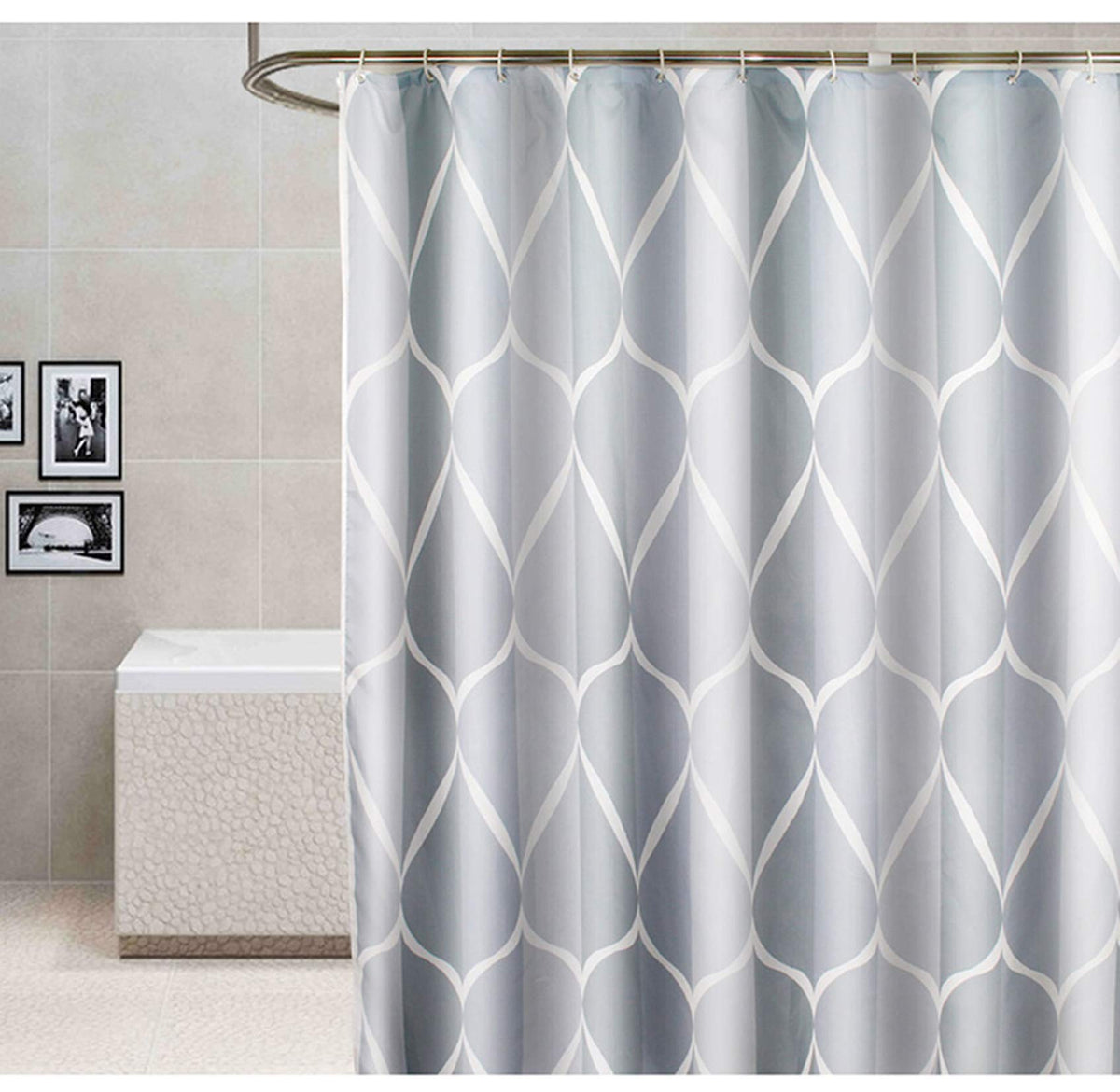 GONOVE Shower Curtain for Bathroom 280 x 200 cm Mildew Resistant Waterproof Polyester Fabric Geometric Shower Curtain Liner Washable Bath Curtain with