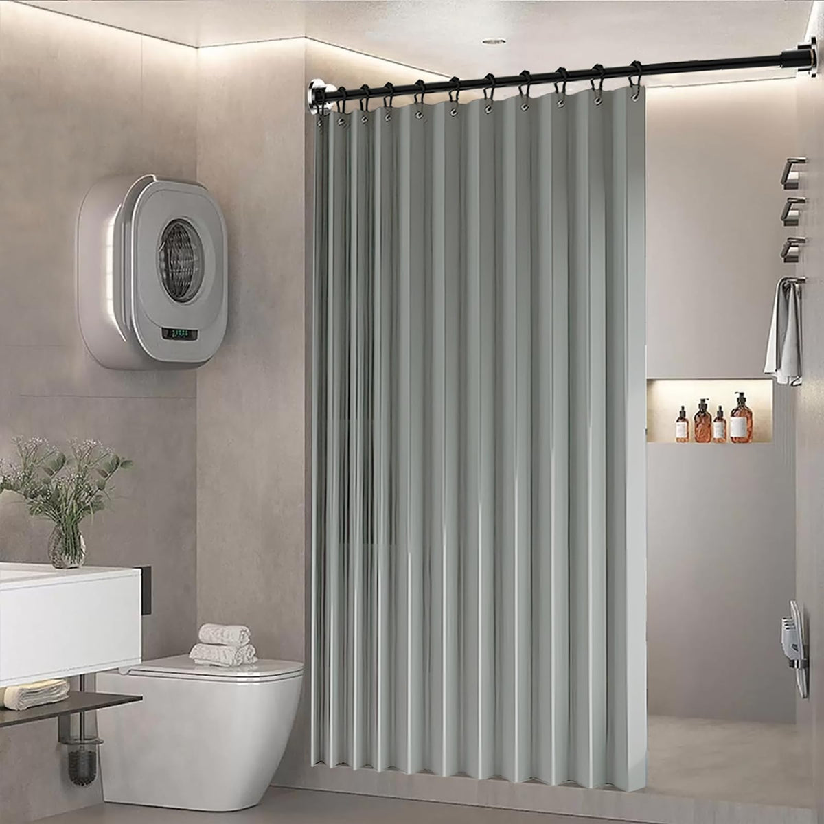BOYOUTH Heavyweight Folding Accordion Shading Shower Curtains,Waterproof Fabric Pleated Partitions Privacy Bath Curtain for Bathroom Bathtubs Hotel