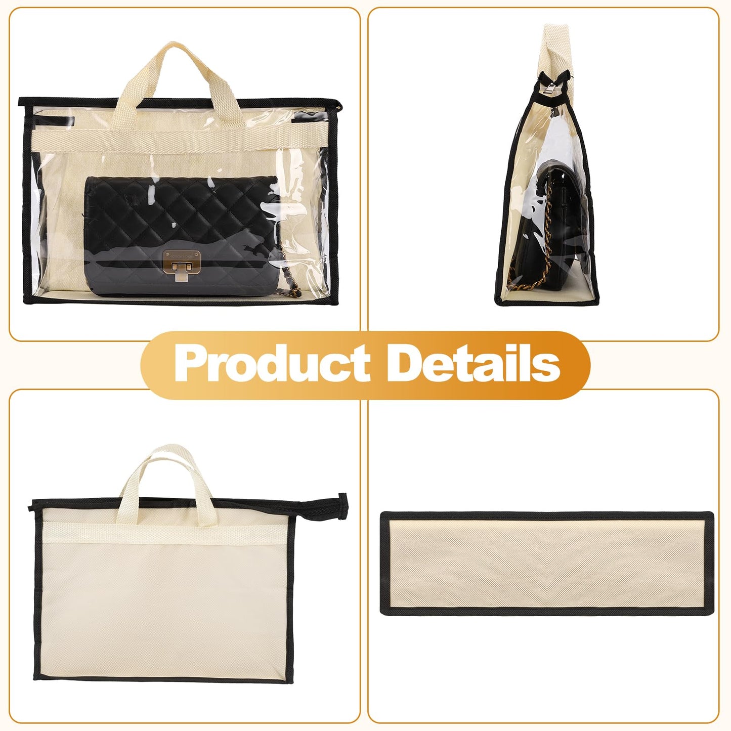 Incisite 5 Pack Dust Bags for Handbags, Large, Beige