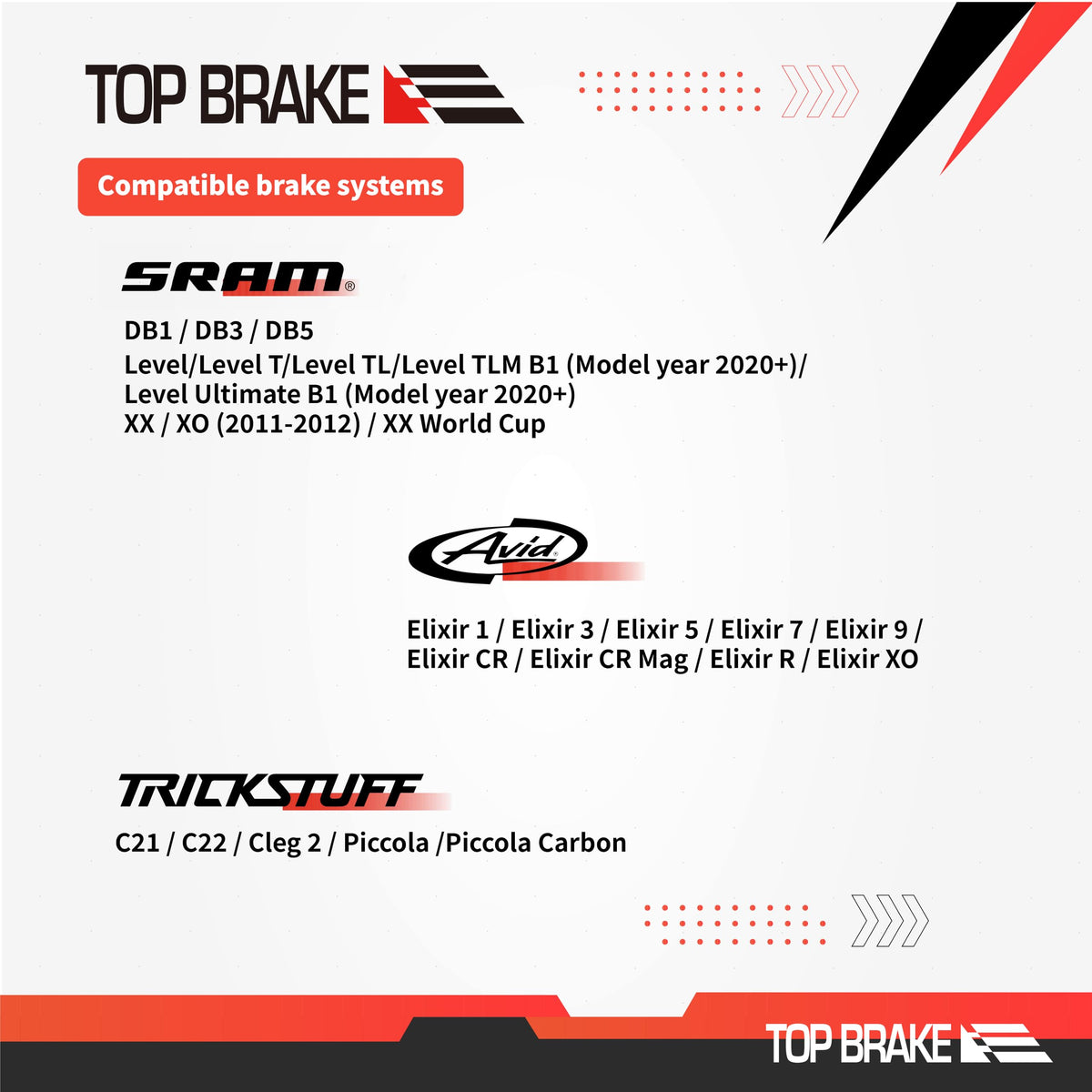 Top Brake Disc Bike Brake Pads for Sram Level T,TL, Level Ultimate B1, Avid Elixir 1 3 5 7 9 R ER CR Mag Sram XX,X0,XXWC DB1,3,5