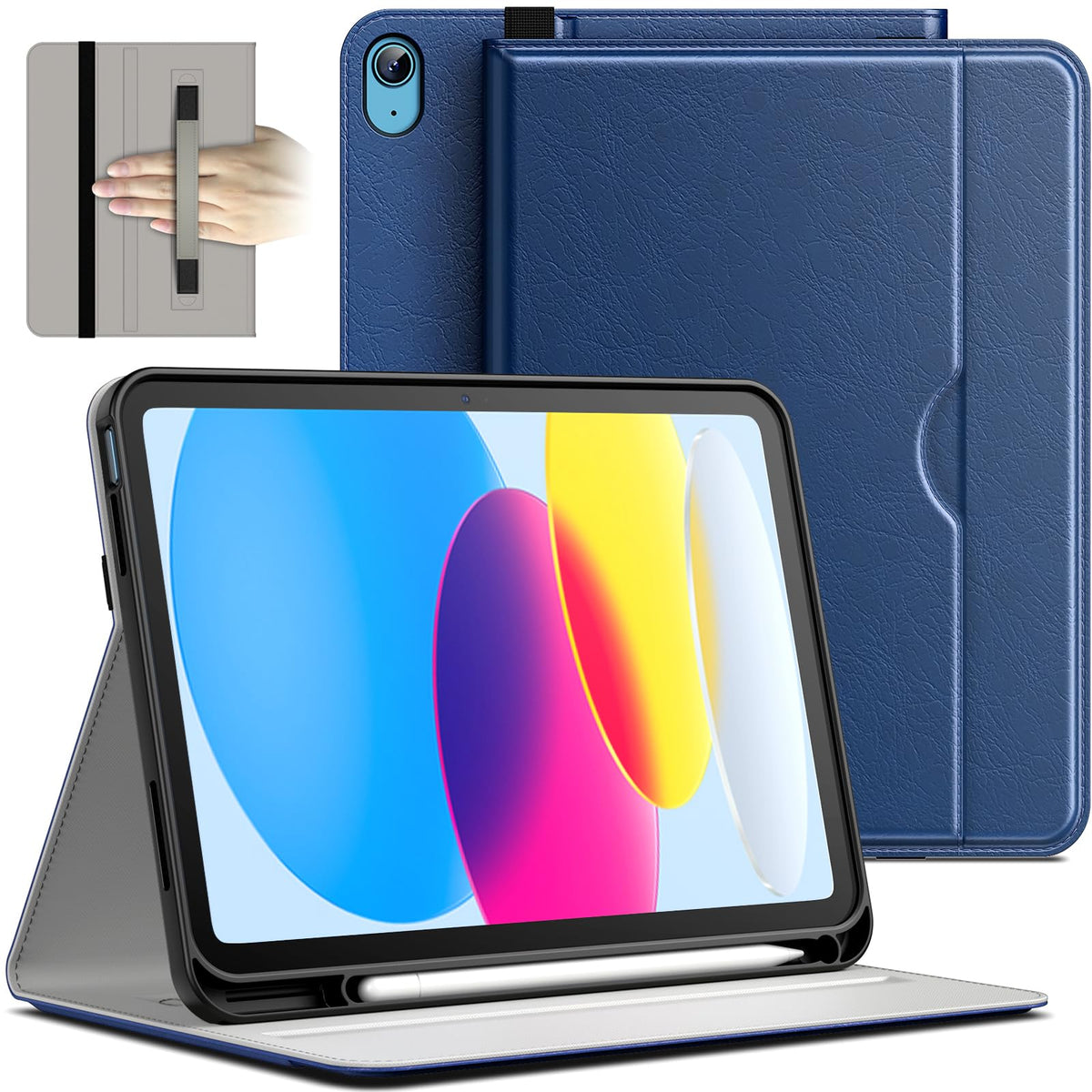 JETech Case for iPad (A16) 11th/10th Generation (2025/2022), PU Leather Business Folio Protective Tablet Cover with Pencil Holder & Pocket,