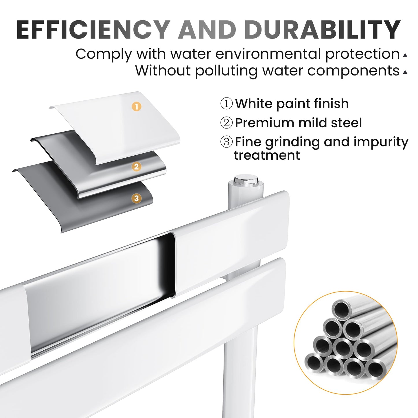 ELEGANT 1600 x 600mm White Flat Panel Bathroom Heated Towel Rail