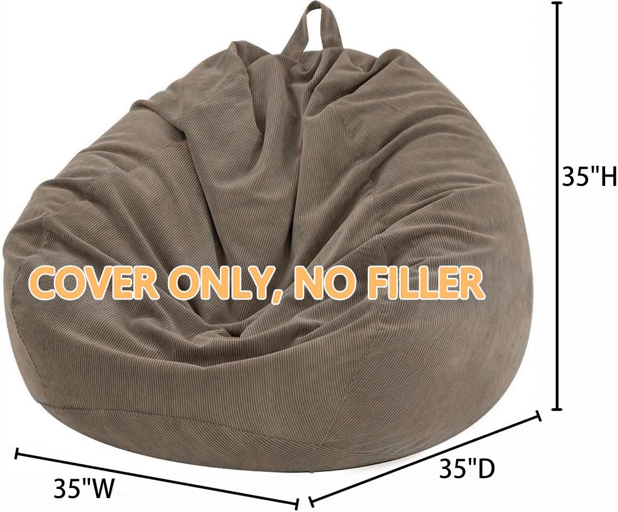 Nobildonna 3 ft Bean Bag Chair Cover (No Filler) for Adults and Kids 300L Extra Large Stuffed Animal Storage Bean Bag Washable Soft Premium Corduroy