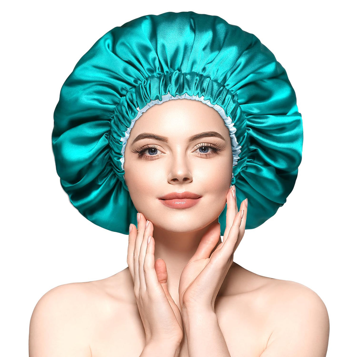 mikimini Satin Bonnet Silk Bonnet for Women, Double-Layer Large Sleeping Hair Bonnet for Long Curly Hairs and Braids, Hair Wrap for Sleeping with