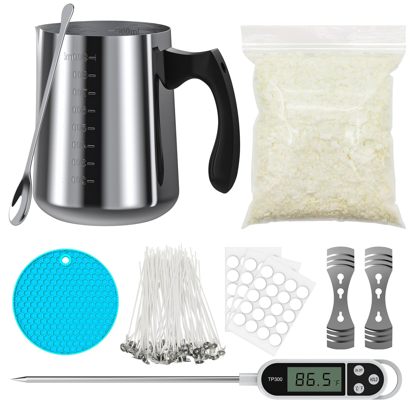 Ohcans Candle Making Kit Supplies, Soy Wax DIY Candle Making for Adults, with 900ml Candle Make Pouring Pot, Candle Wicks, Wicks Sticker, Wicks