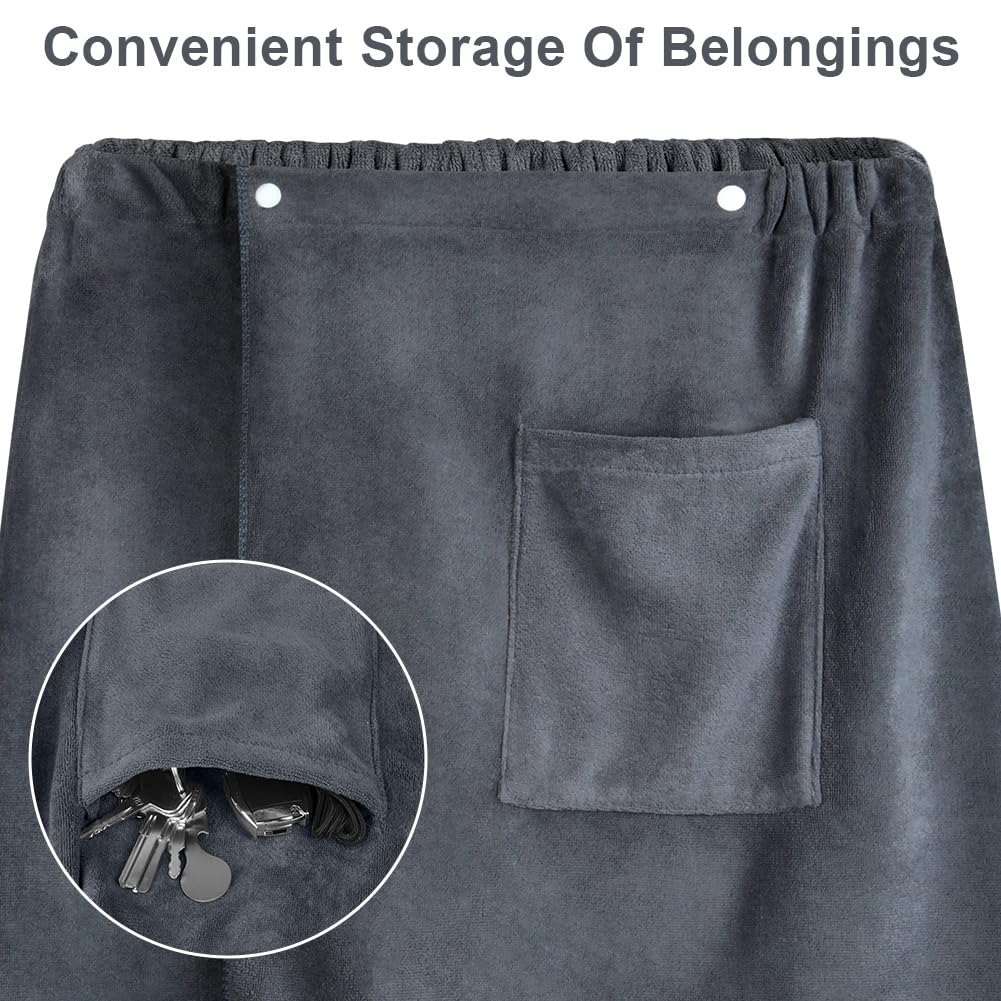 Aomig Bath Towel Body Wrap for Men, Adjustable Men’s Bath Wrap Towel, Mens Shower Wrap Bath Towel, Strong Absorption Sauna Spa Body Wrap