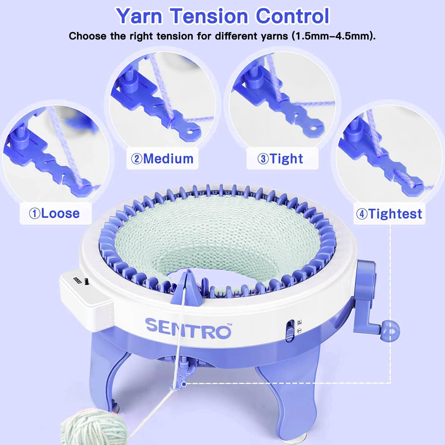 SENTRO 48-Needle Knitting Machine - Versatile Circular Knitting Loom Machine for Adults, Perfect for Crocheting and Knitting Projects - Ideal for