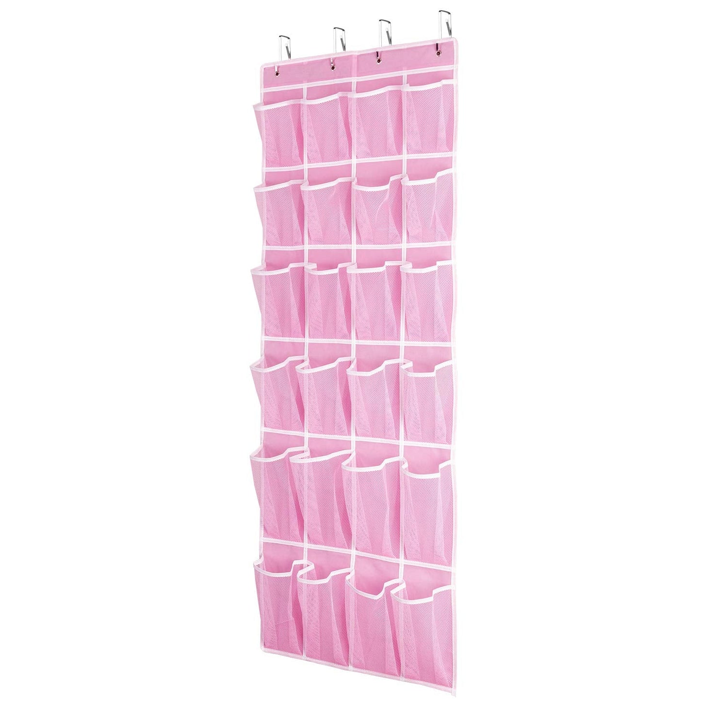 SAVERHO Hanging Shoe Organizer, Over The Door Shoe Organizer with 24 Breathable Mesh Pockets for Men Women Kids Hanging Shoe Storage Rack Organizer