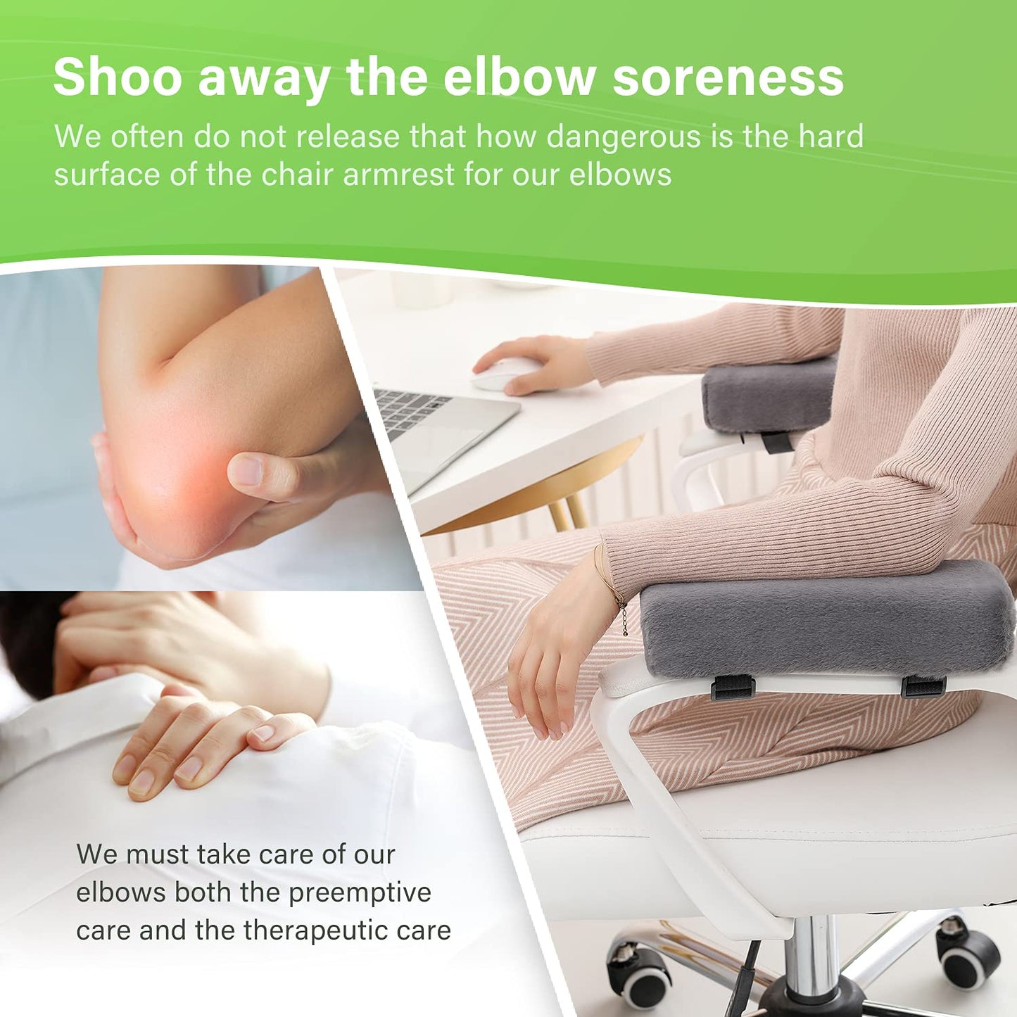 LargeLeaf Plush Chair armrest Cushions Elbow Pillow Pressure Relief Office Chair Gaming Chair armrest with Memory Foam armrest Pads 2-Piece Set of