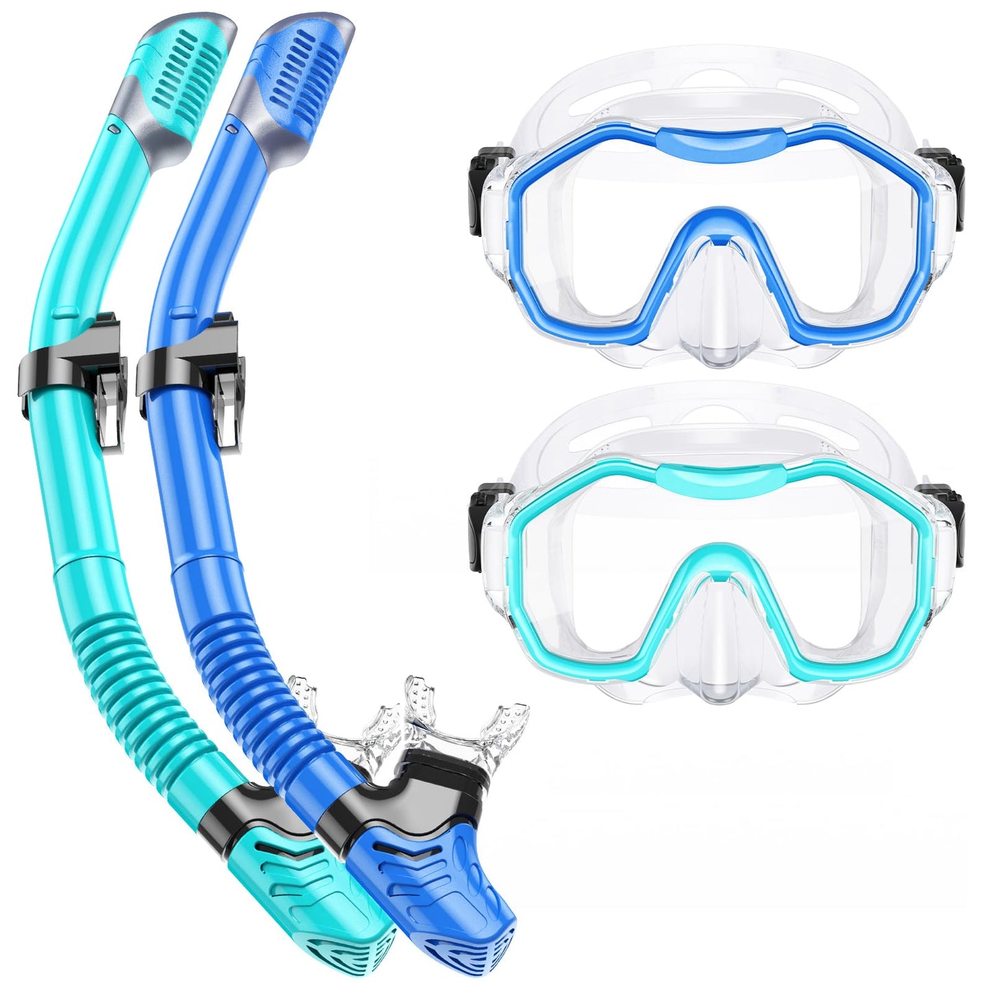 Lealinga Snorkel Set Adults 2Pack, Snorkel Mask Anti-Fog Panoramic View Diving Mask Dry Top Snorkel Kit with Travel Bag Diving Set for Snorkeling