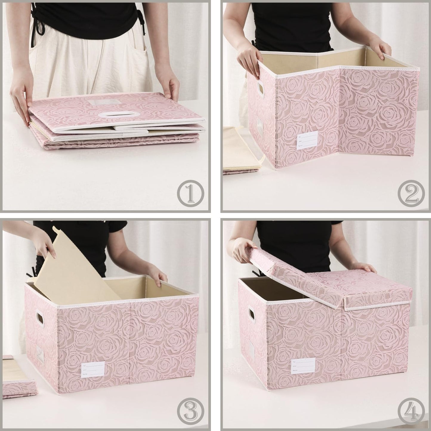 Prandom Storage Boxes with Lids Large.Rose Pattern Fabric Decorative Storage Box, Really Useful Box,Clothing Storage,Cubes