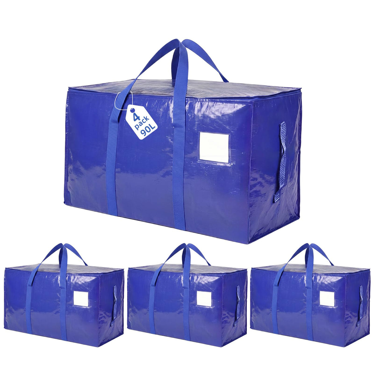 inreeme Heavy-Duty Moving Bags and 90L Large Storage Bags with Zips 4 Pack