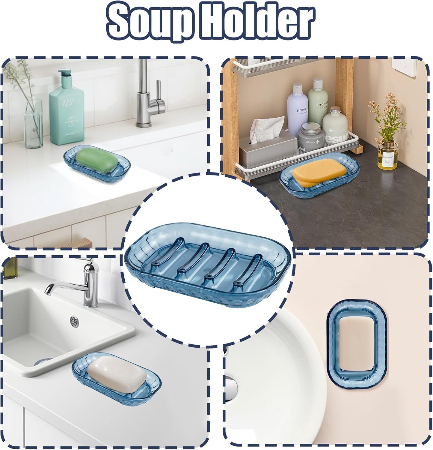 STNRST-IN 2PCS Plastic Soap Dish, Anti-Slip Shower Soap Holder