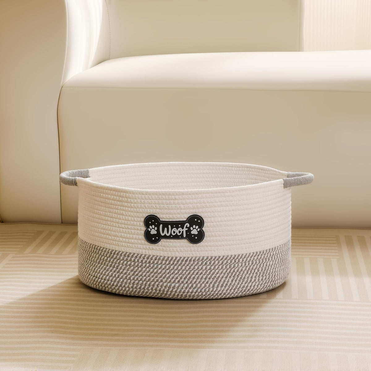 Tidelit Dog Toy Basket, Dog Toy Box Organizer Baskets, Woven Cotton Rope Pet Puppy Dogs Toy Bin With Handle