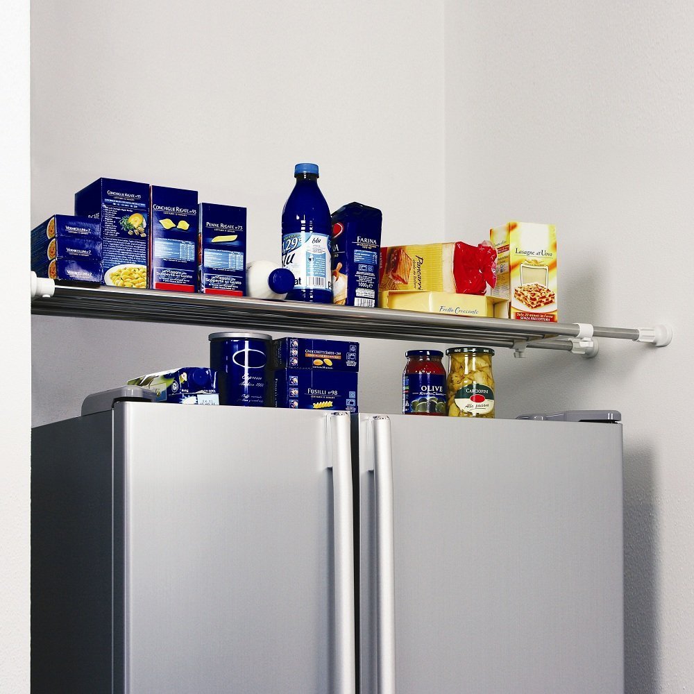 BAOYOUNI Expandable Wardrobe shelf Tension Rod Metal Airing Cupboard Shelving Unit Storage Organiser Extendable Closet Clothes Hanger Dividers