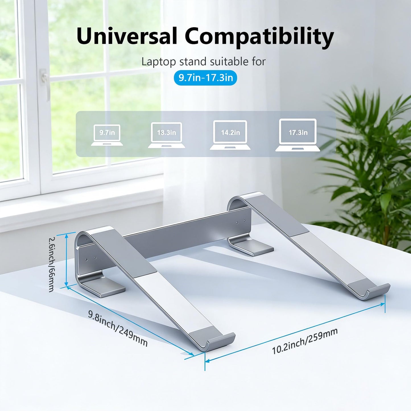 JOOF Aluminum Laptop Stand, Portable Cooling Stand, Ergonomic Laptop Holder for Desk (Non-Slip), Compatible with MacBook Air, Pro, Dell, HP, Lenovo
