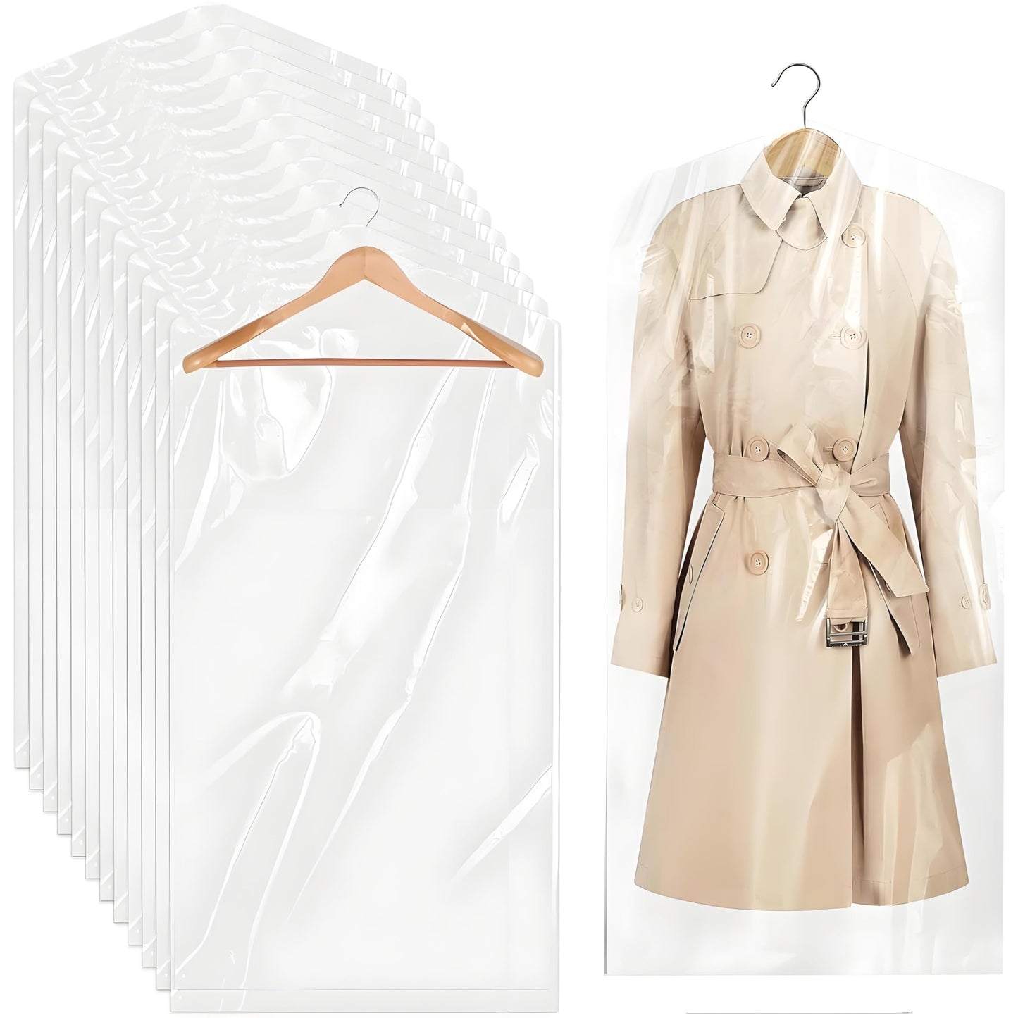 Plastic Clothes Covers, Clear Clothes Bags Hanging,Dress Bag,Garment Bags,Dust-proof Garment Protector Covers for Clothes Shirt Suit Jacket Suit