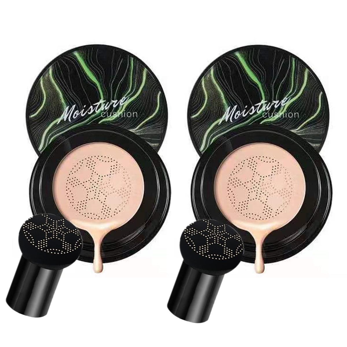 2PCS Mushroom Head Air Cushion CC Cream Natural Moisturizing Full Coverage Foundation Brightening Pigment BB Cream Matte Foundation Set Gift For Women