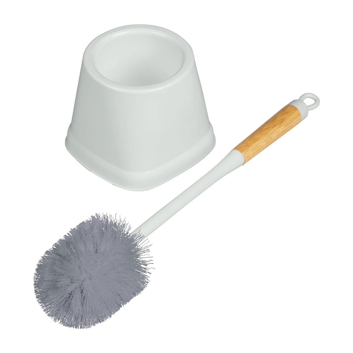 Elliott Silicone Toilet Brush, Hygienic, Streak-Free Cleaning with Ergonomic Comfort Grip & Modern Wood-Look Handle