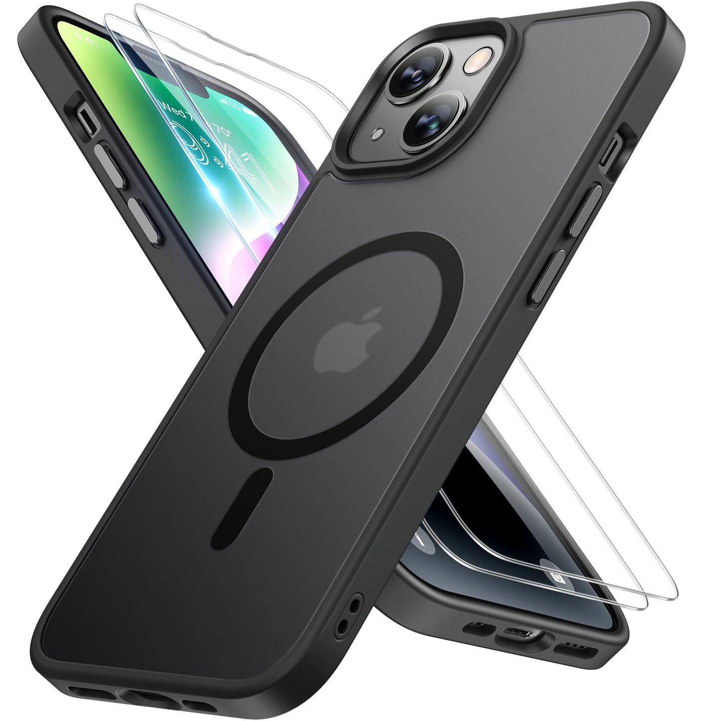 Miracase Magnetic for iPhone 14 Case 6.1 Inch [Compatible with MagSafe] [with 2X Screen Protectors] Military-Grade Protection, Anti-Fingerprint, Slim
