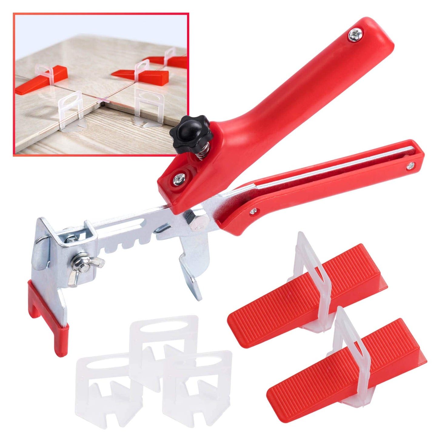 400PCS Tile Leveling System 2mm 300pcs Tile Level Wedge Spacer Plus 100pcs Resuable Wedges with A Tile Leveling Pliers