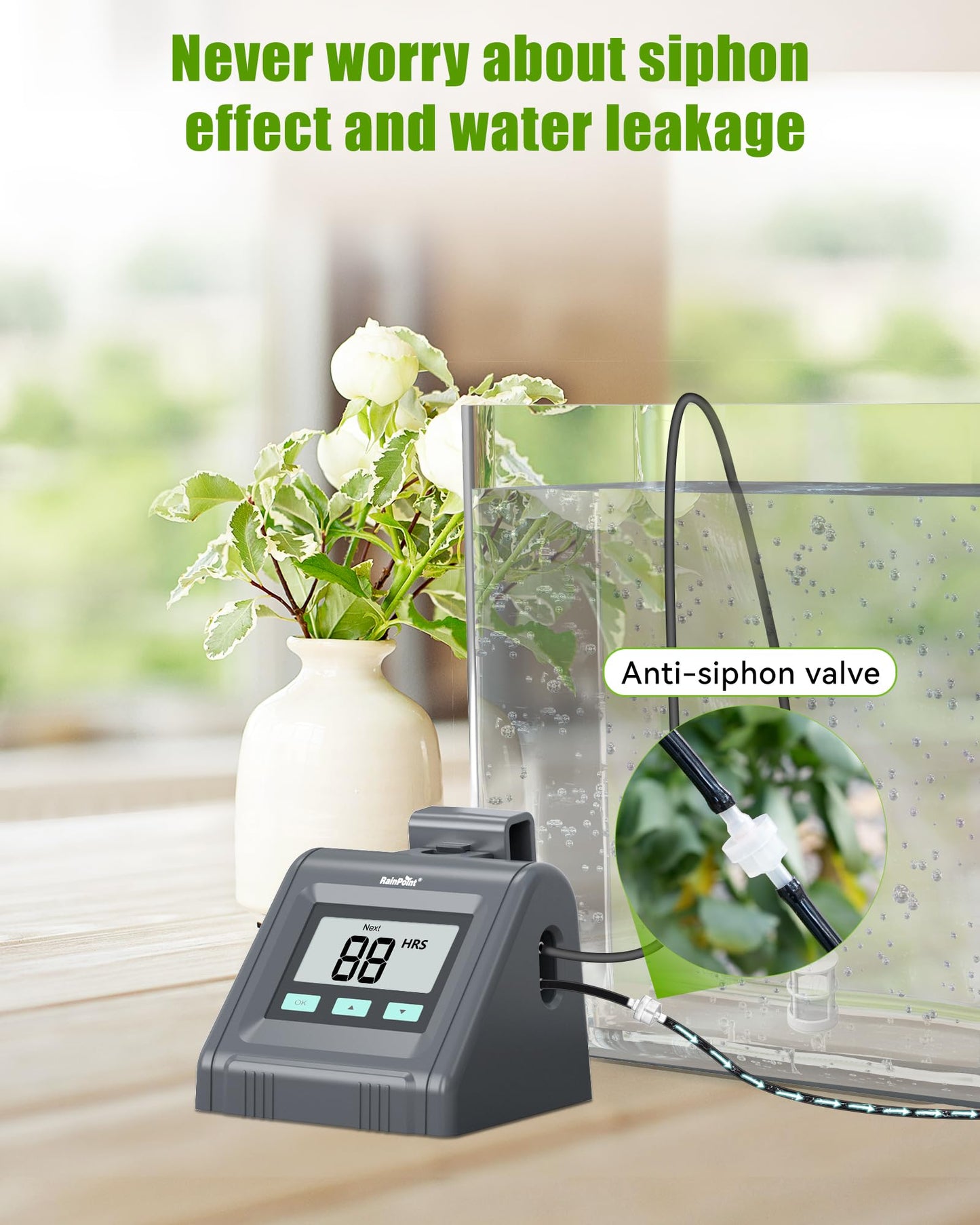 RAINPOINT Automatic Watering System, Water Volume Adjustable, Indoor Self Watering System for Potted Plants, DIY Drip Irrigation Kit for Garden