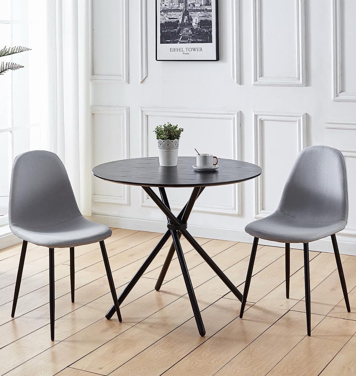 Hallowood Furniture Cullompton 90cm Round Dining Table and Chairs Set 2
