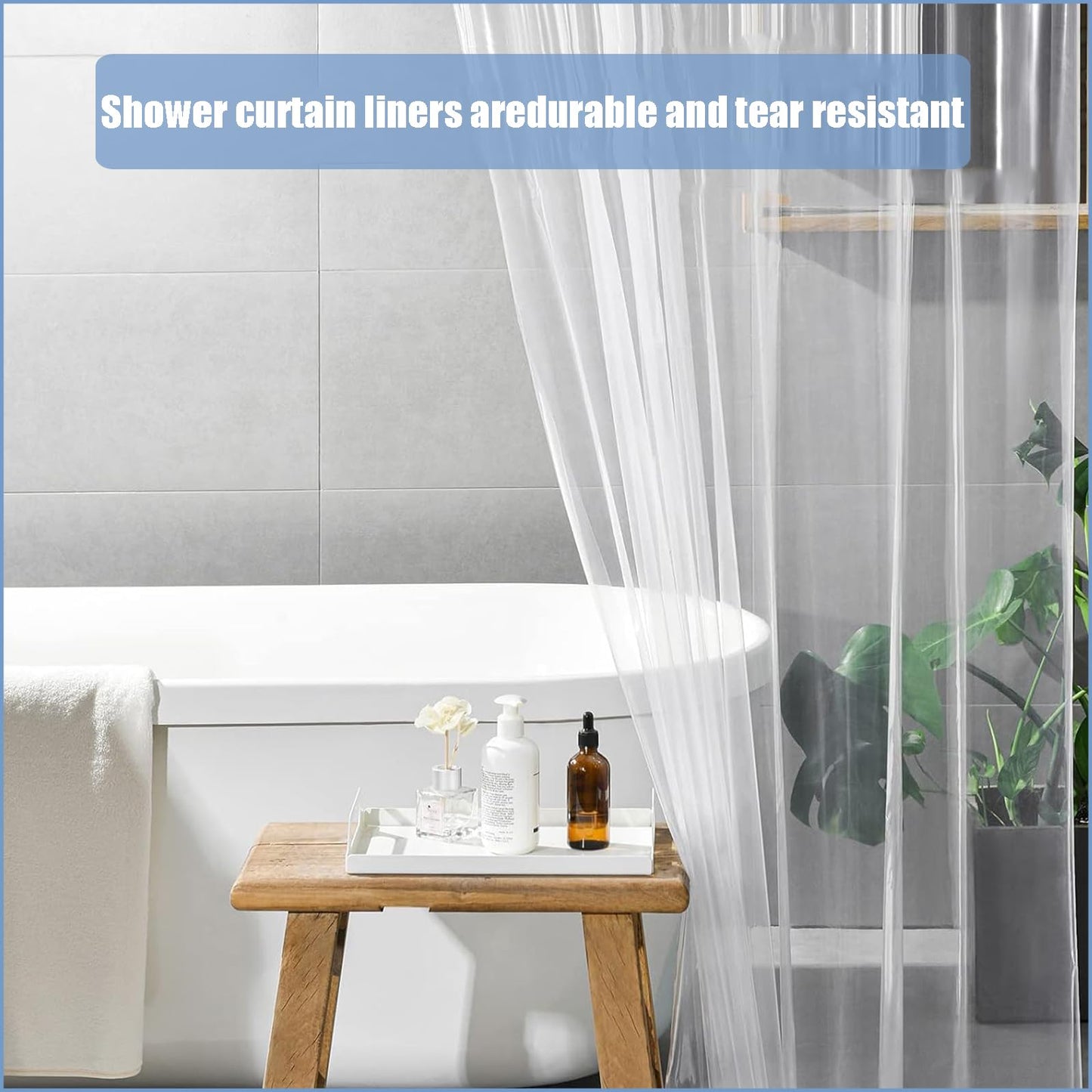 PEVA Shower Curtain 180x180cm,Heavy Duty Plastic Marble Pattern Weighted Shower Curtains Mould Proof Resistant Waterproof Bath Curtains with 12 Hooks