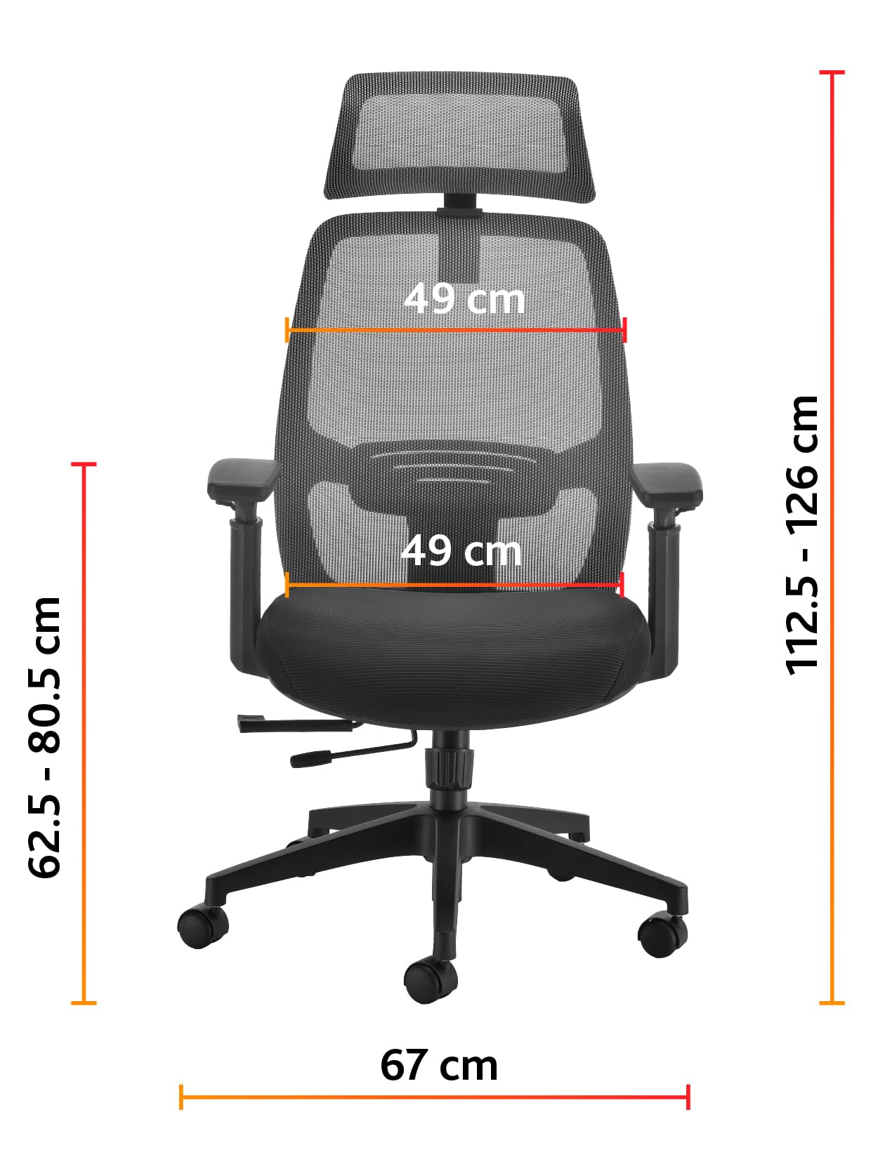 Office Hippo Ergonomic Mesh Office Desk Chair, Desk Chair, Adjustable Ergonomic Swivel Chair with Headrest, Lumbar Support, 3D Arms & Tension Control