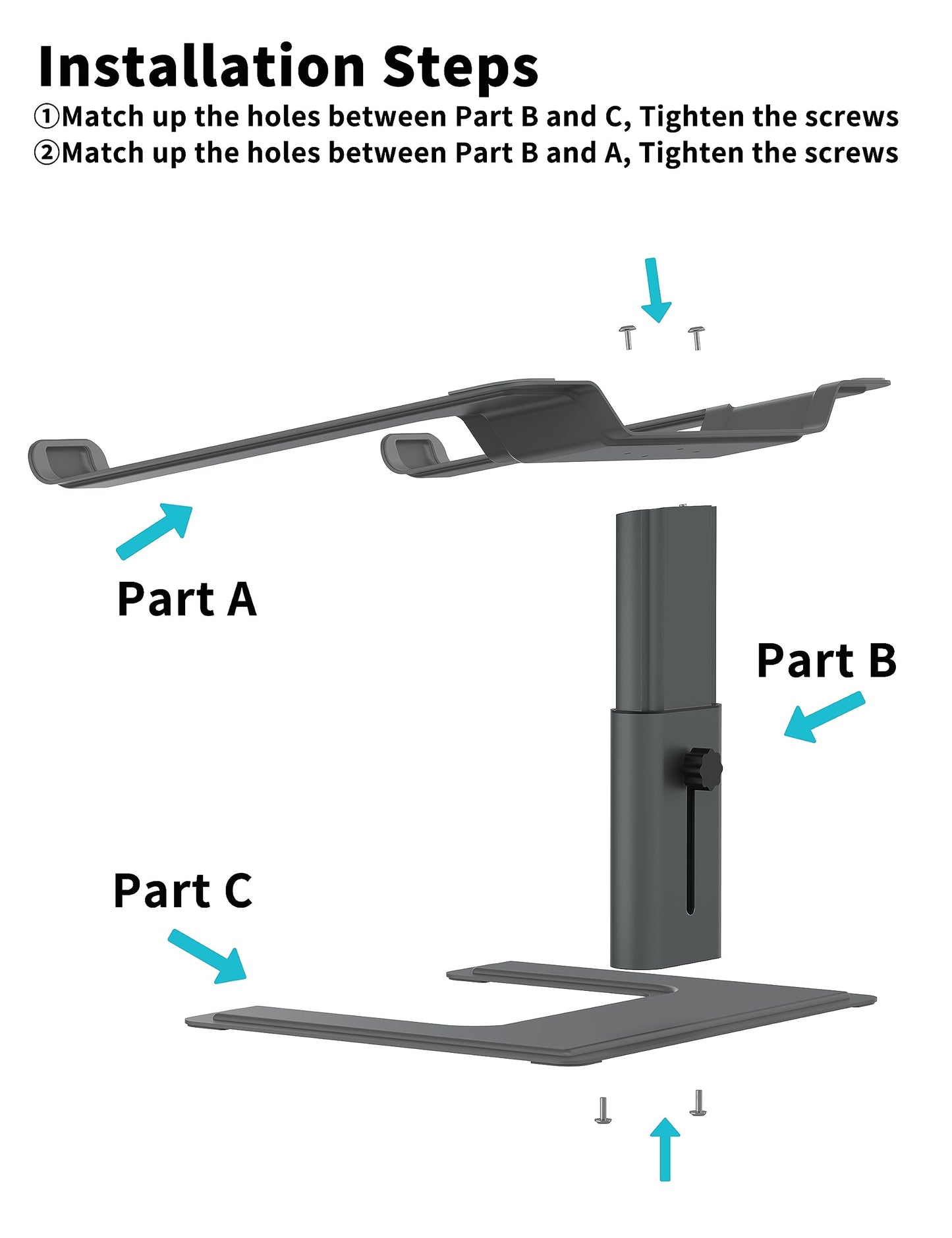 ALASHI Laptop Stand for Desk, Computer Stand Adjustable Height, Ergonomic Notebook Laptop Riser
