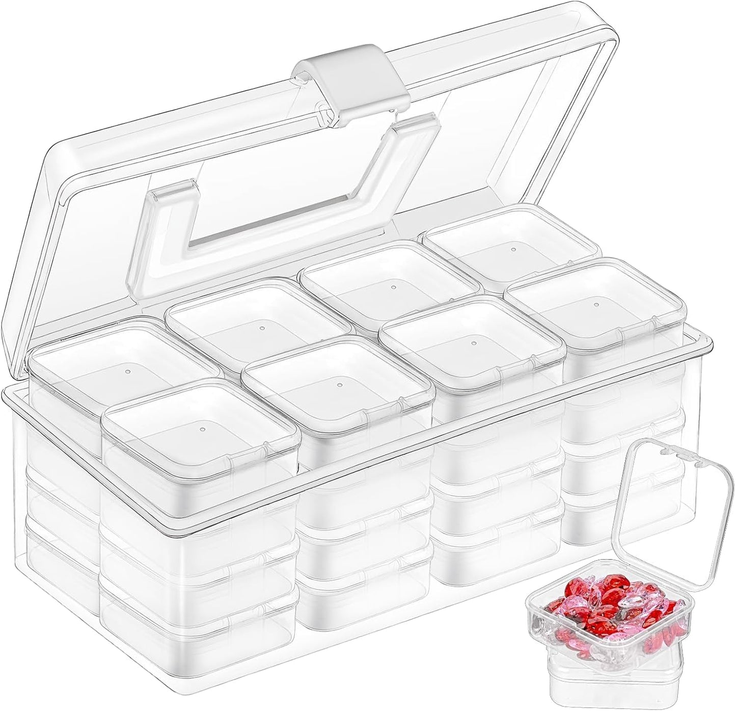 Xygobla 33Pcs Clear Plastic Bead Organiser Set