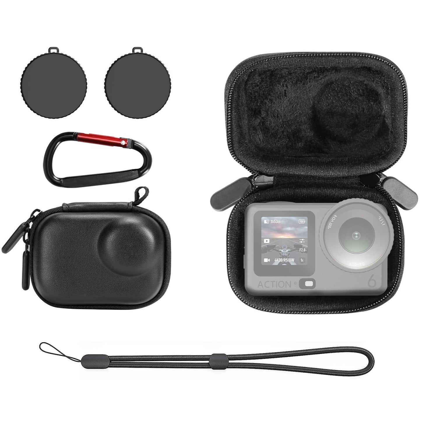 AMAZEAR Carry Case for DJI OSMO Action 6 Accessories, Action6 Portable and Compact Travel Bag Hard Leather Case with Soft Inner for Protection,