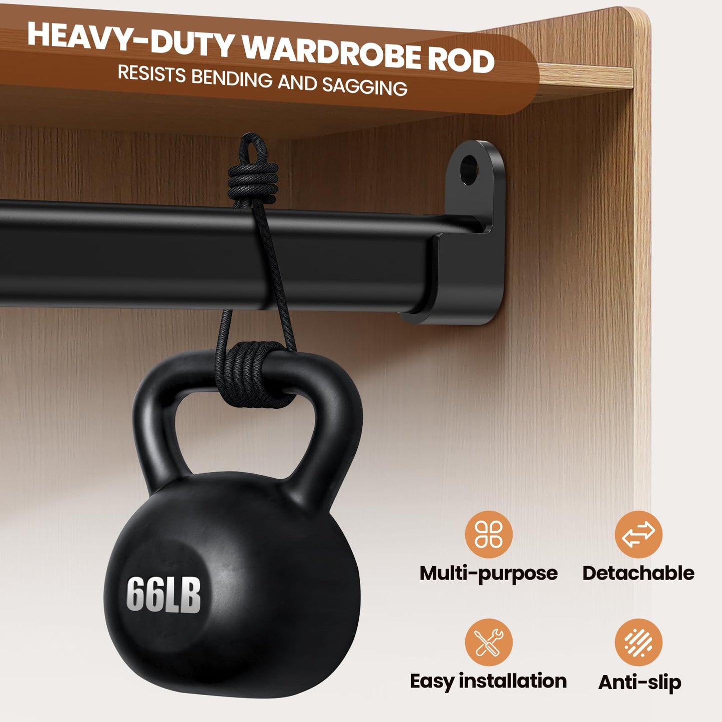 42-161CM Wardrobe Rail, Heavy Duty Wardrobe Rails, Clothes Hanging Pole
