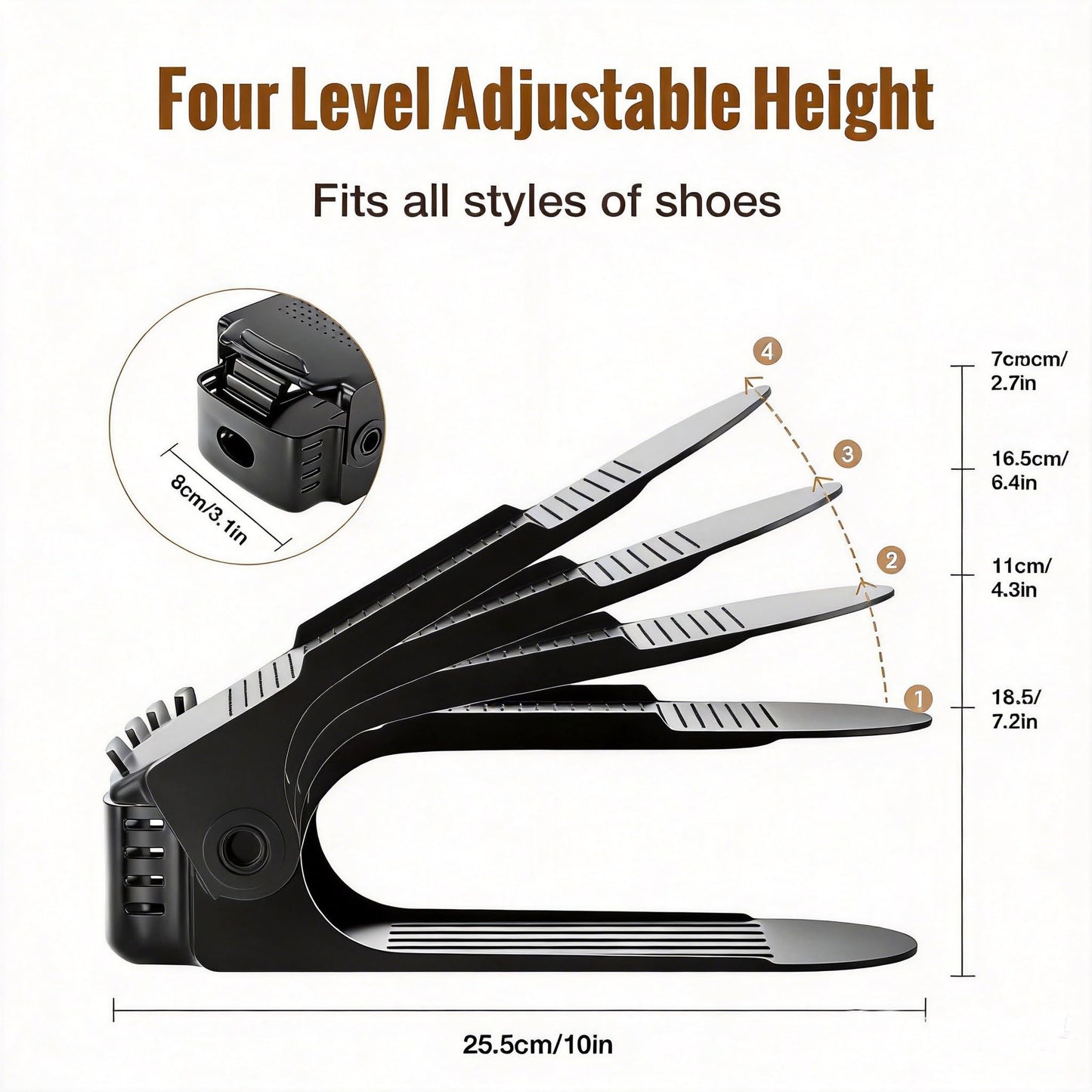 Neprock Shoe Slots Organizer, Adjustable Shoe Stacker Space Saver, Double Deck Shoe Rack Holder for Closet Organization Shoe Storage for