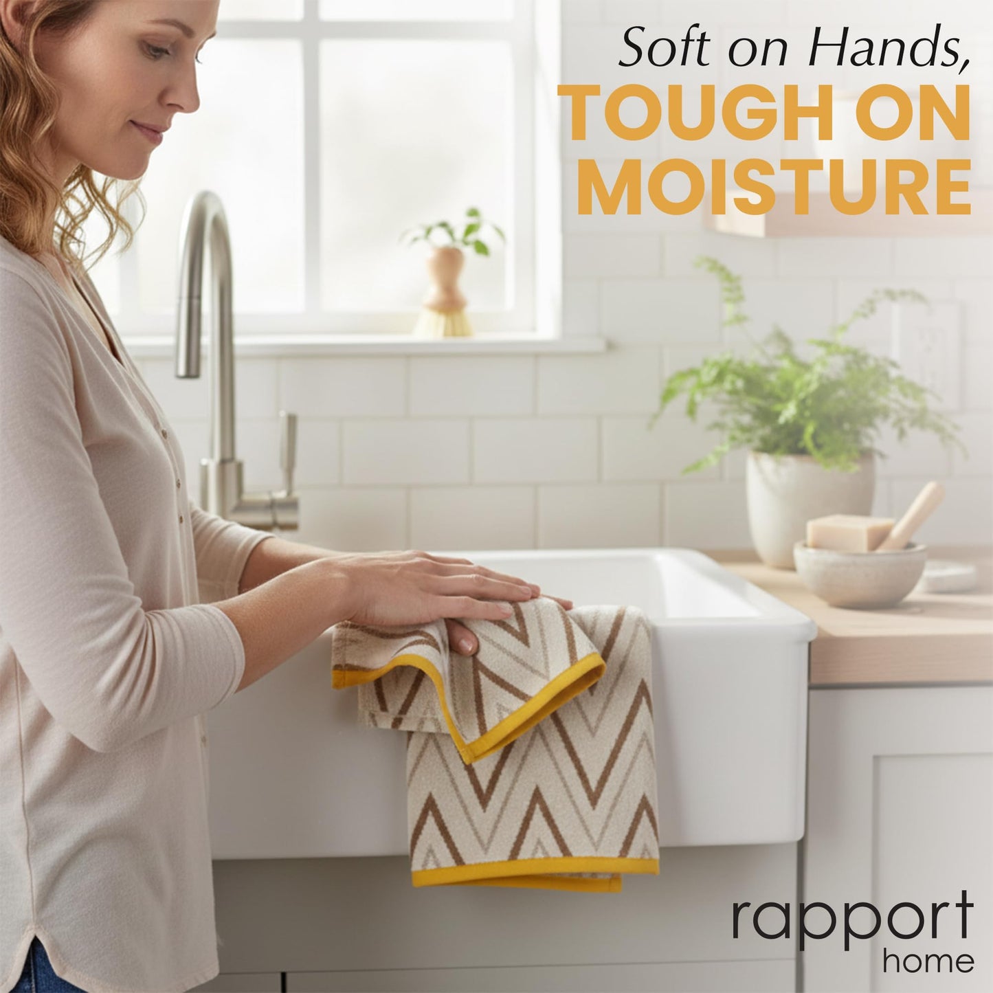 Rapport Home Helix Hand Towels 2 Pack, 50x85cm 100% Cotton - Natural