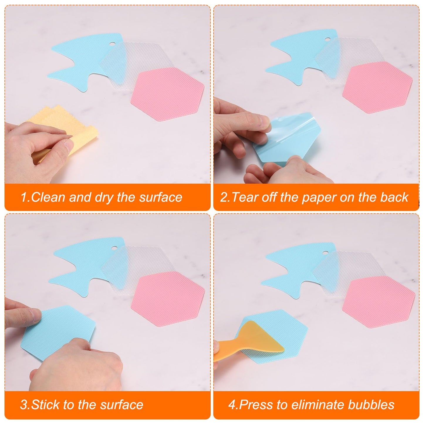 sourcing map 12pcs Non-Slip Bathtub Stickers Set 4.02" Fish Shower Floor Sticker PEVA Anti-Slip Adhesive Appliques with Scraper for Bathroom Kitchen