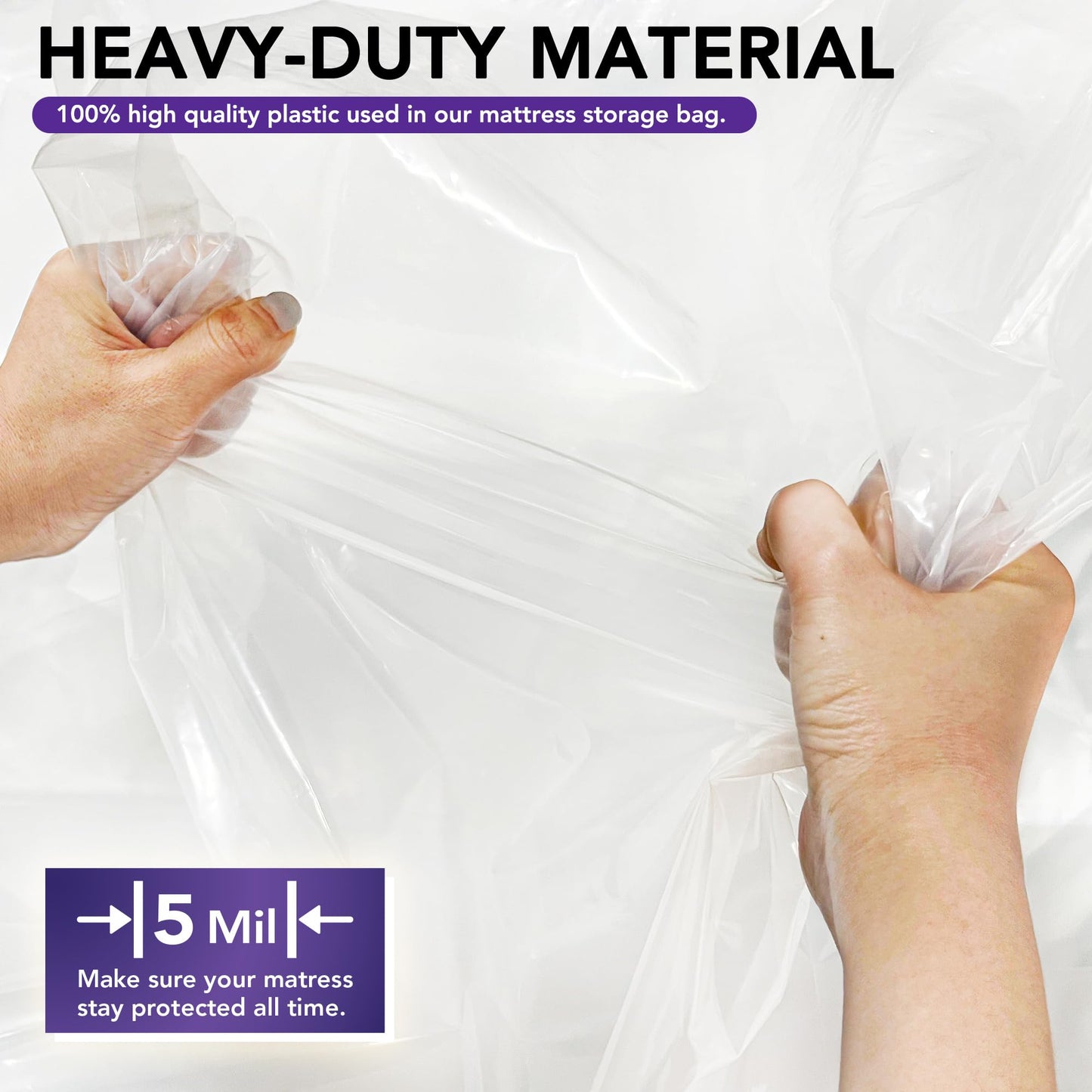 Mattress Bag for Moving and Storage, 5 Mil Heavy Duty Bed Mattress Cover, Mattress Protector Super Thick and Tear Resistant (King)