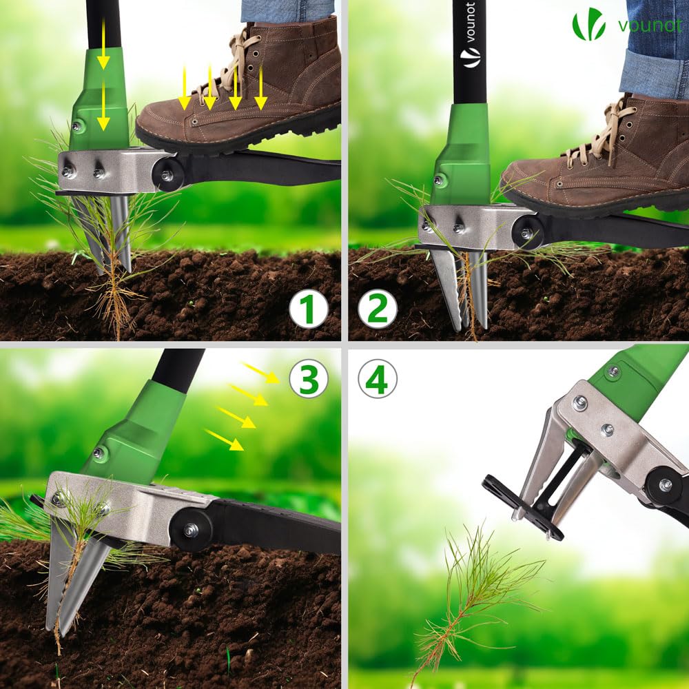 VOUNOT? Weed Puller Tool with Long Handle, Manual Weed Puller Root Remover, Effortless Weeding for Gardens and Lawns, Length 1m