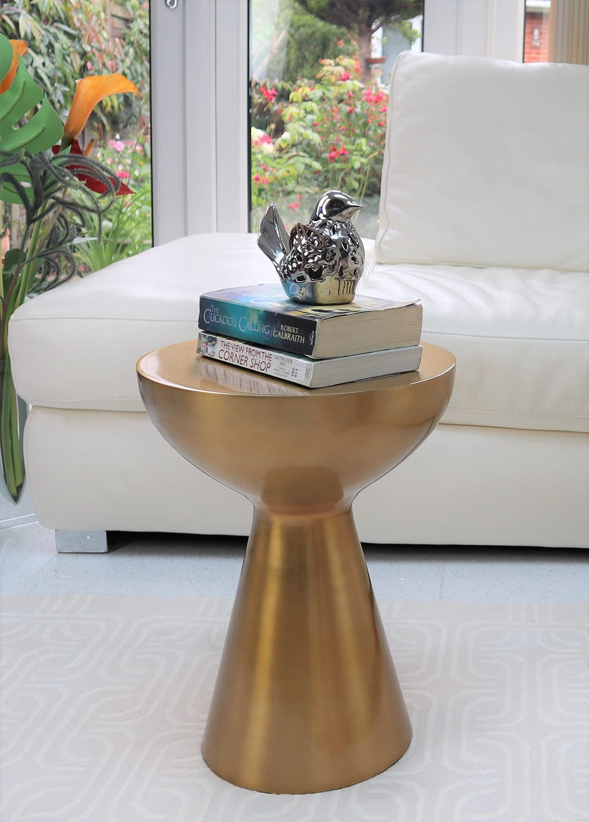 ASPECT Luna Hand-Crafted Aluminum Side Table (Light Brass)