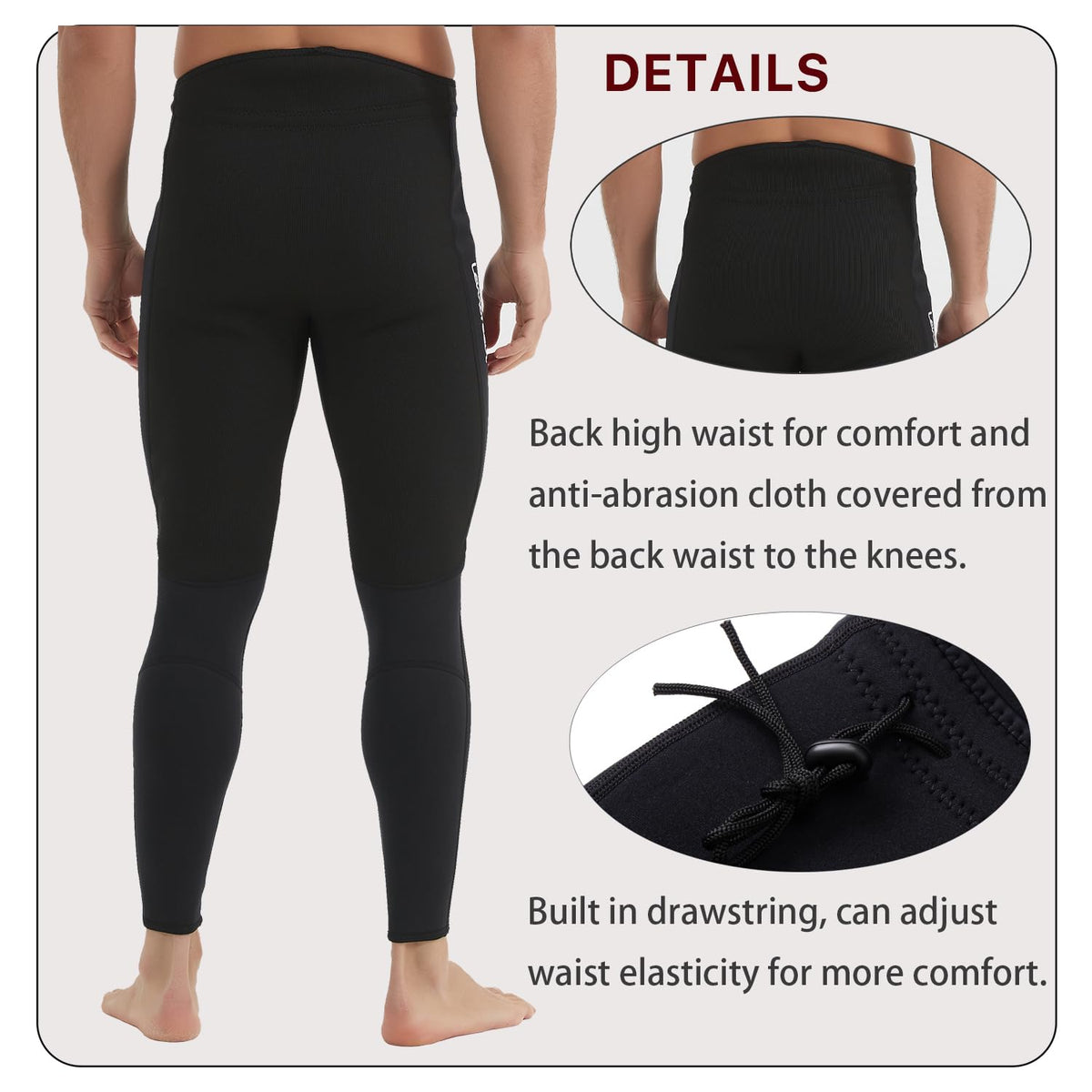 Lemorecn Wetsuits Pants 3mm Neoprene Swimming Canoeing Pants(UK1031-S?