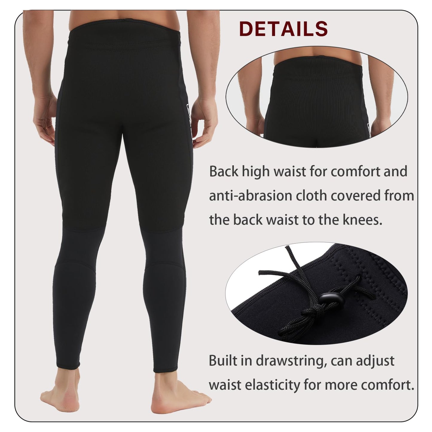 Lemorecn Wetsuits Pants 3mm Neoprene Swimming Canoeing Pants(UK1031-2XL?