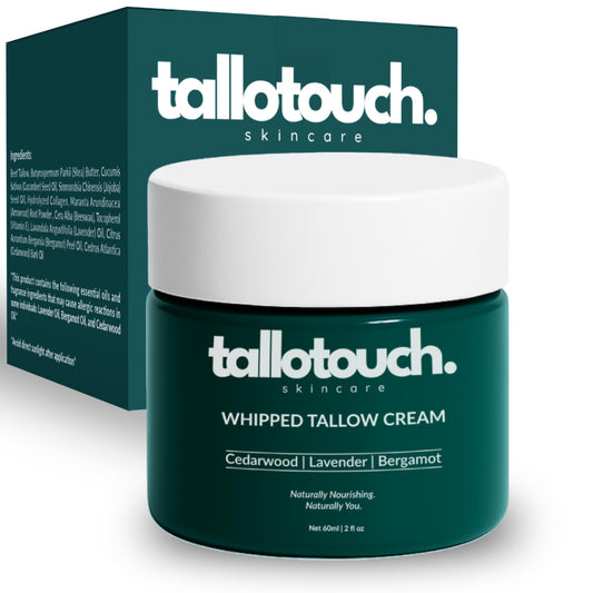 Whipped Tallow Cream for Face & Body - 100% Grass-Fed Beef Tallow, Collagen, Shea Butter & Beeswax Moisturiser, Deep Hydration & Skin Repair,
