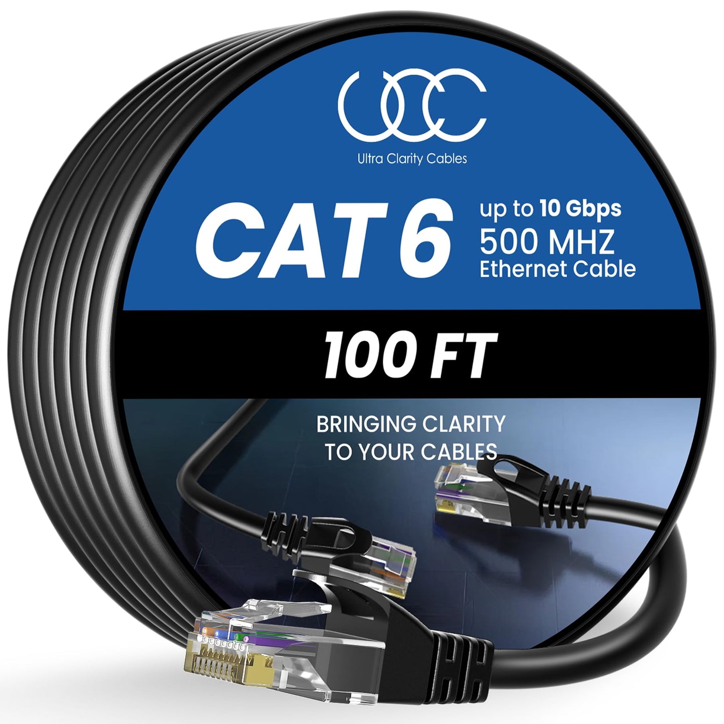Ultra Clarity Cables Ethernet Cable Cat6 30M/100ft, High-Speed 10Gbps LAN Cable with Gold Plated RJ45 Connector for Router, Modem, PC, Switches, Hub,