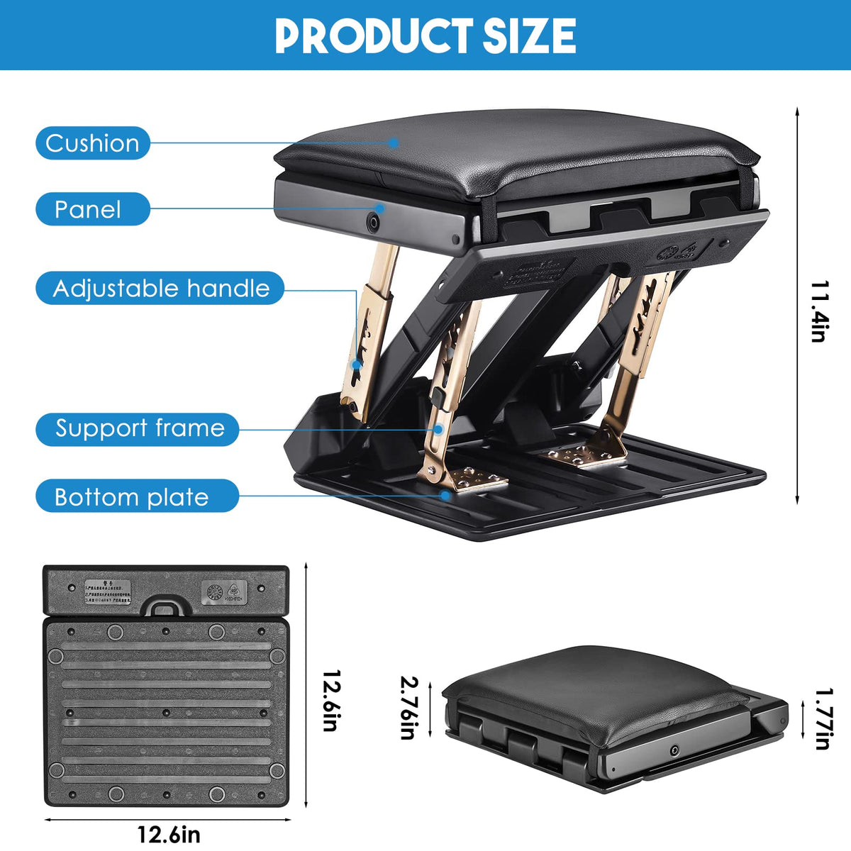 Foot Rest Under Desk, Potuem Adjustable Footrest with Massage Function, Non-Slip Desk Foot Rest with Soft Pads, 4 Level Height Adjustment Max Load 120